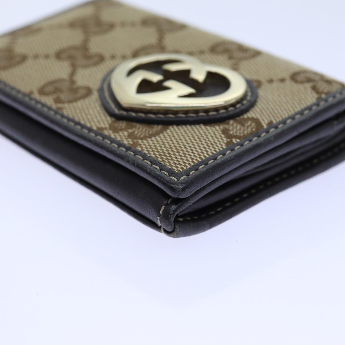 GUCCI GG Canvas Card Case Beige 245730 Auth yk11851