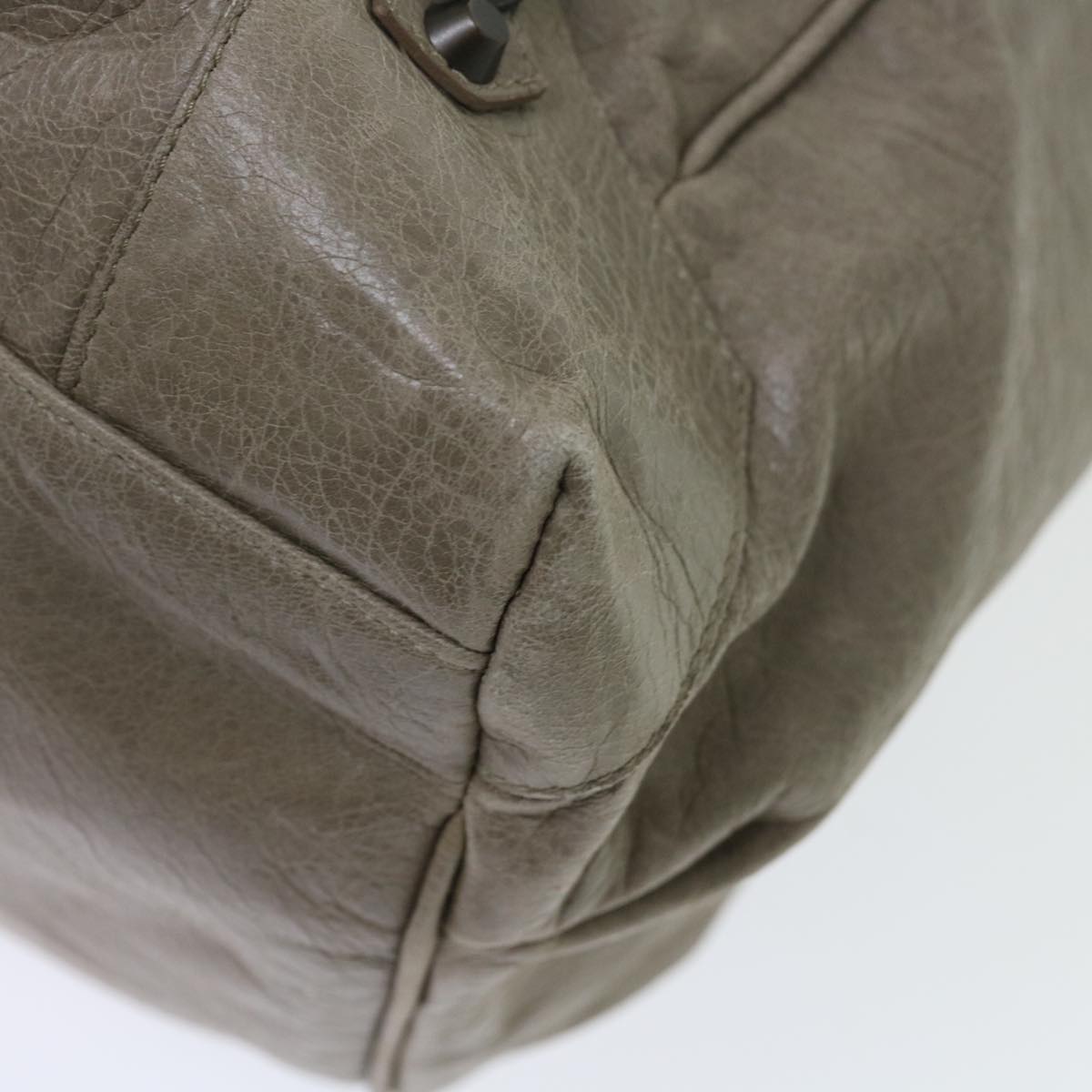 BALENCIAGA The Sunday Hand Bag Leather Gray 228755 Auth yk11863