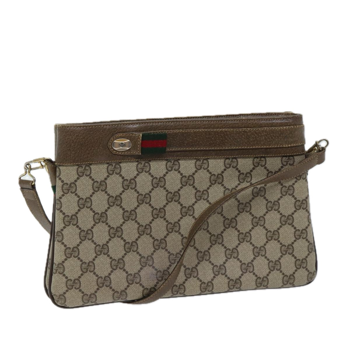 GUCCI GG Supreme Web Sherry Line Shoulder Bag Beige 904 02 035 Auth yk11870