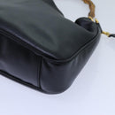 GUCCI Bamboo Hand Bag Leather 2way Black 001 2113 1638 Auth yk11916-8