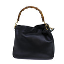 GUCCI Bamboo Hand Bag Leather 2way Black 001 2113 1638 Auth yk11916-13