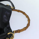 GUCCI Bamboo Hand Bag Leather 2way Black 001 2113 1638 Auth yk11916-14
