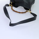 GUCCI Bamboo Hand Bag Leather 2way Black 001 2113 1638 Auth yk11916-7