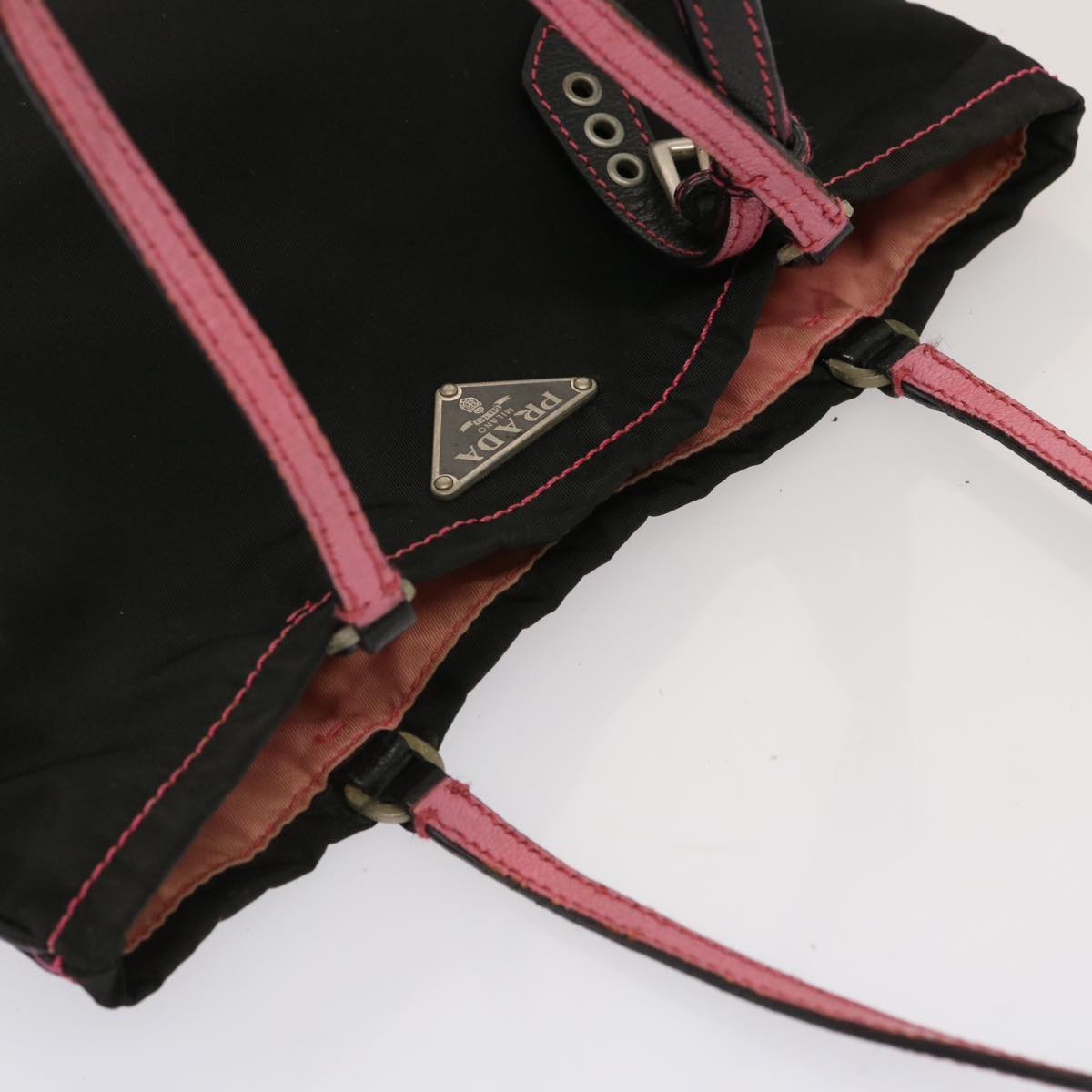 PRADA Hand Bag Nylon Black Auth yk11921
