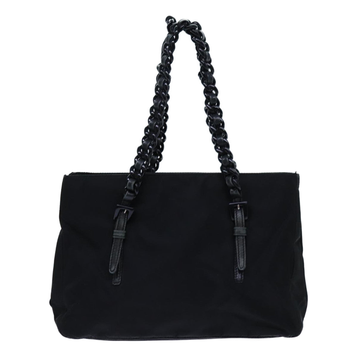 PRADA Chain Hand Bag Nylon Black Auth yk11922