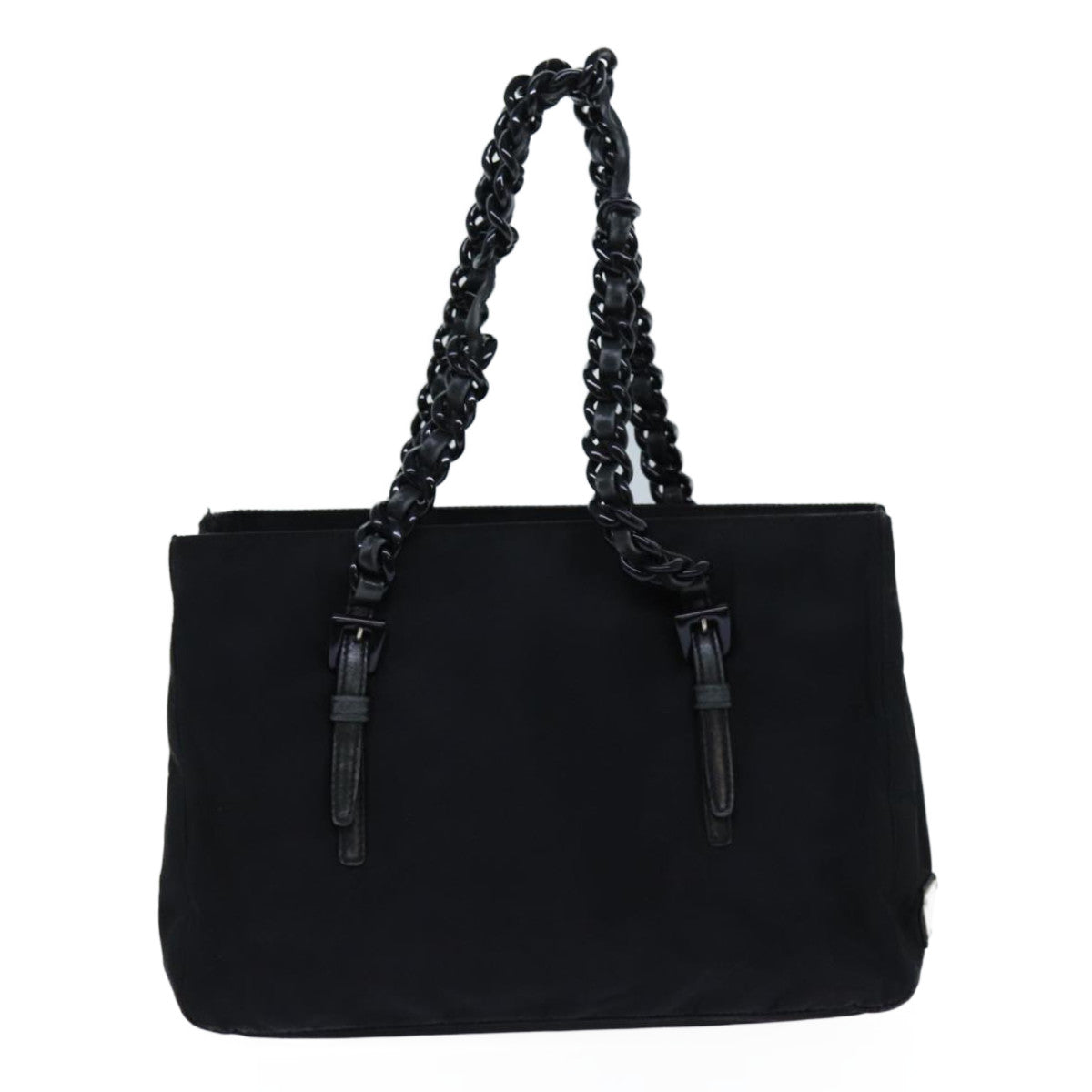 PRADA Chain Hand Bag Nylon Black Auth yk11922 - 0