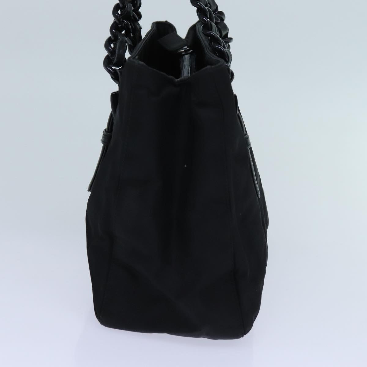 PRADA Chain Hand Bag Nylon Black Auth yk11922