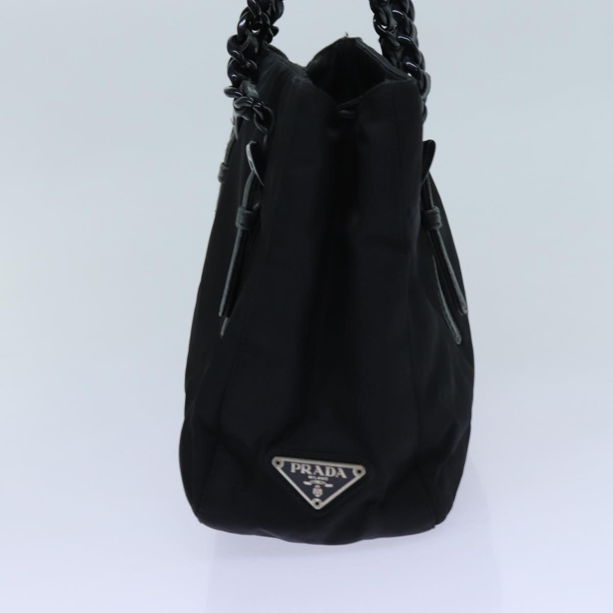 PRADA Chain Hand Bag Nylon Black Auth yk11922