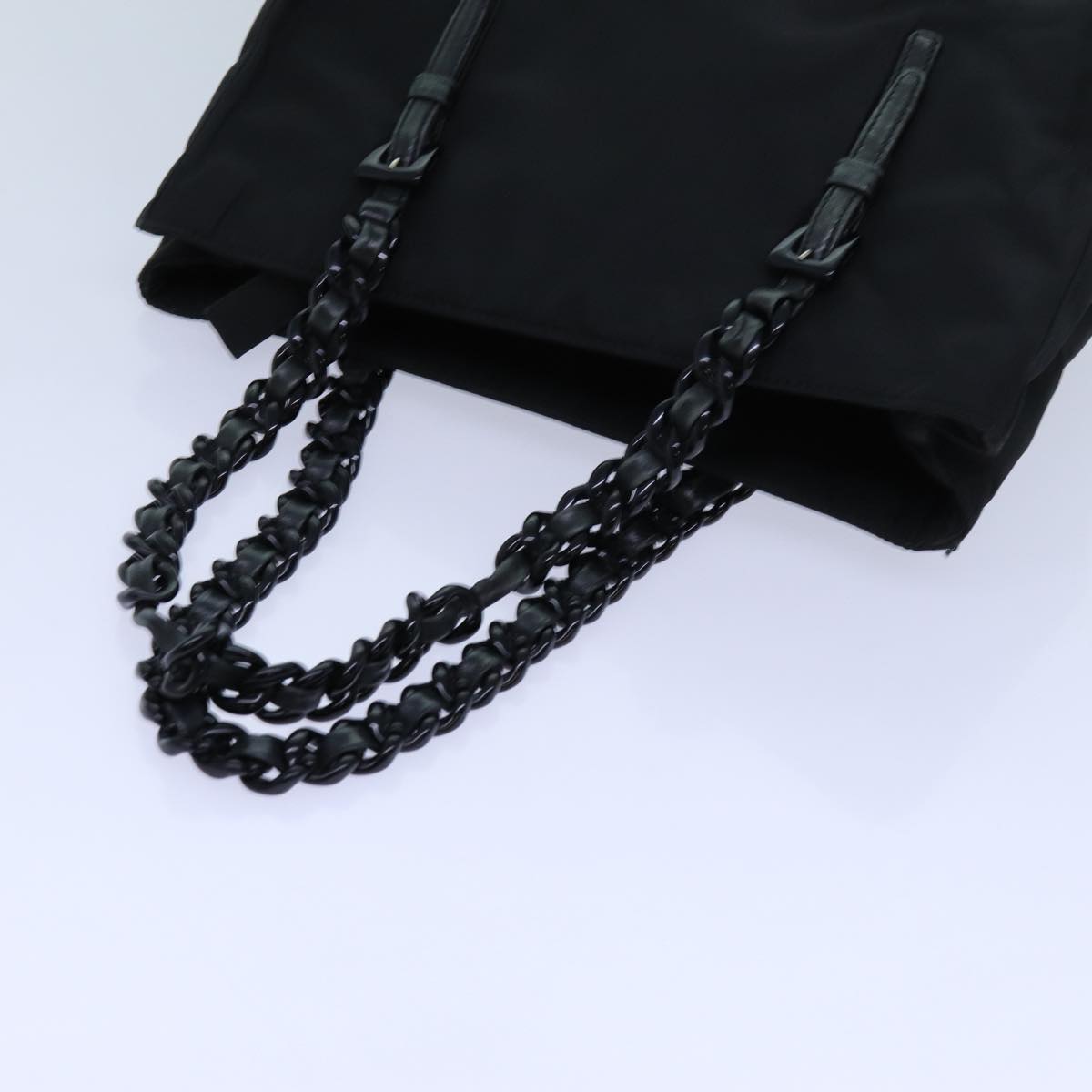 PRADA Chain Hand Bag Nylon Black Auth yk11922