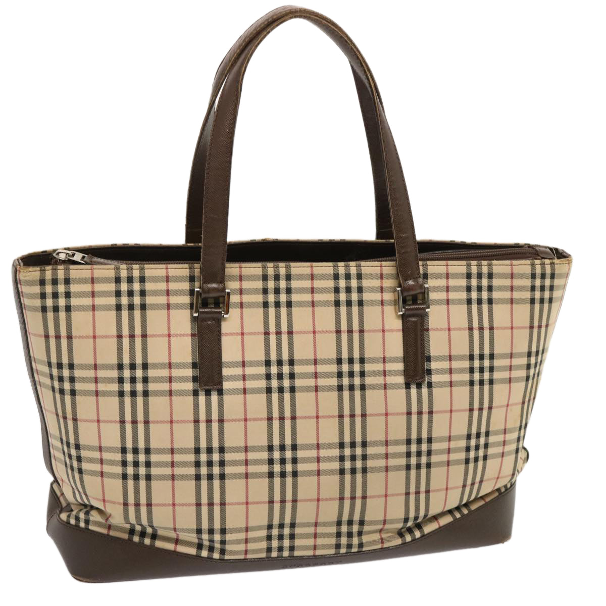 BURBERRY Nova Check Hand Bag Canvas Beige Auth yk11932