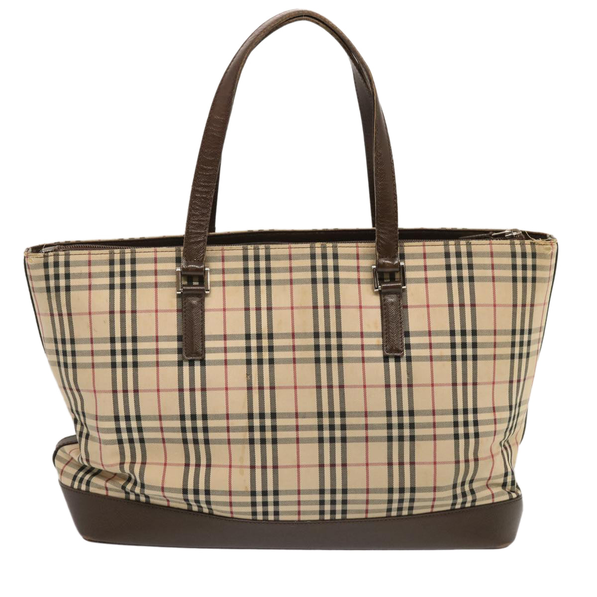 BURBERRY Nova Check Hand Bag Canvas Beige Auth yk11932