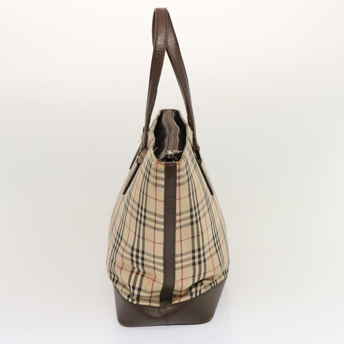 BURBERRY Nova Check Hand Bag Canvas Beige Auth yk11932