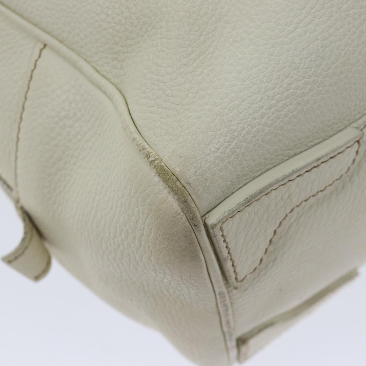 PRADA Hand Bag Leather White Auth yk11935