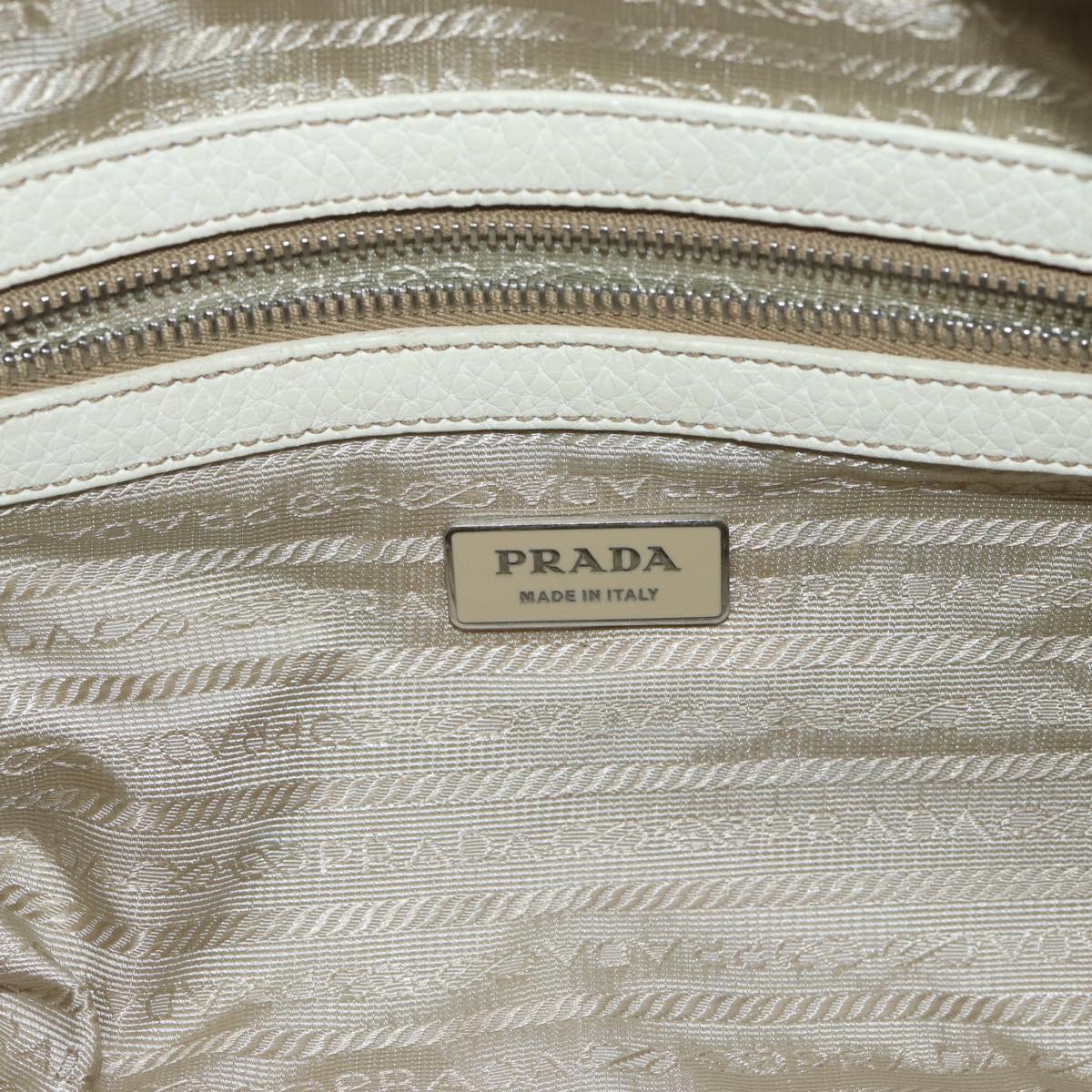 PRADA Hand Bag Leather White Auth yk11935