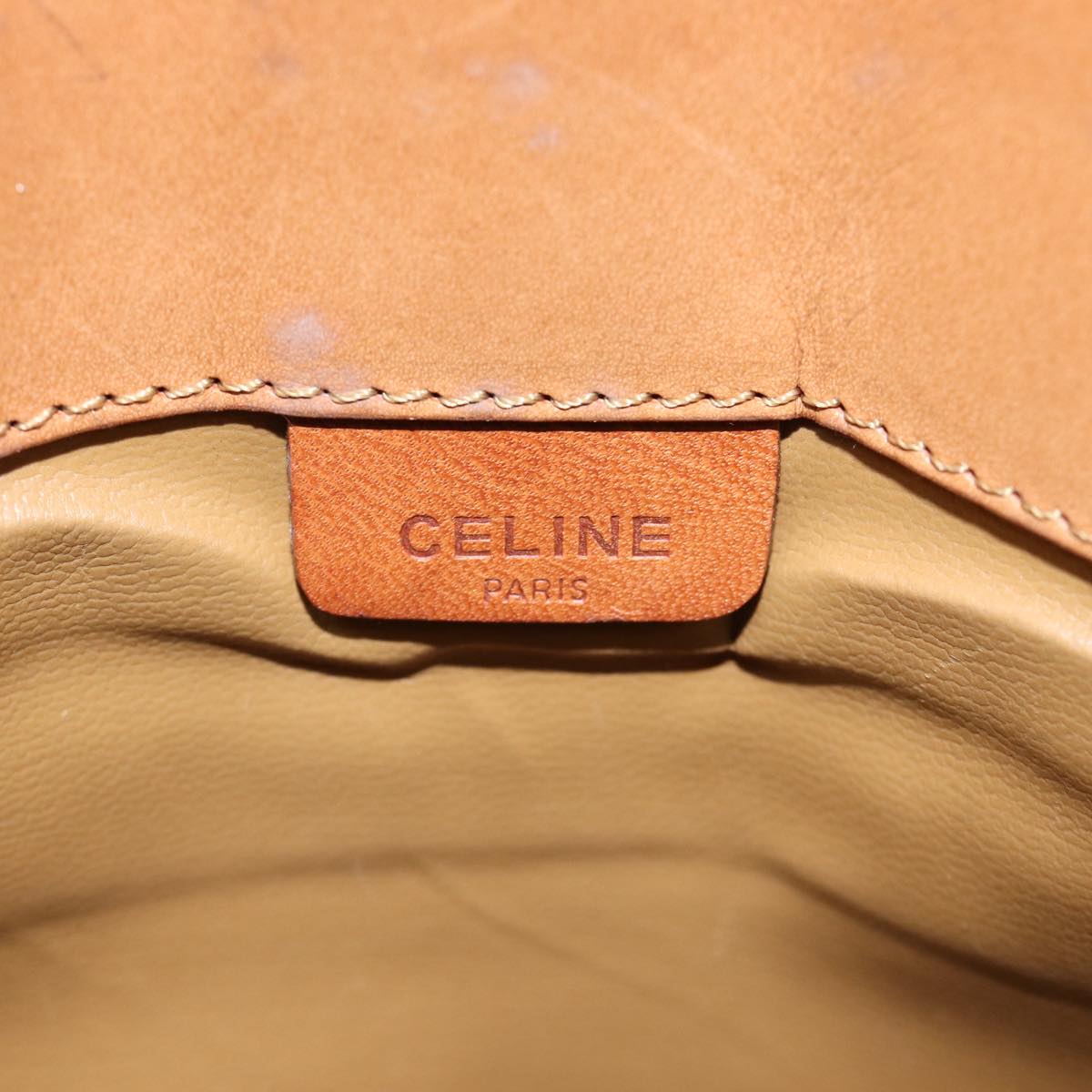 CELINE Macadam Canvas Clutch Bag Beige Auth yk11947