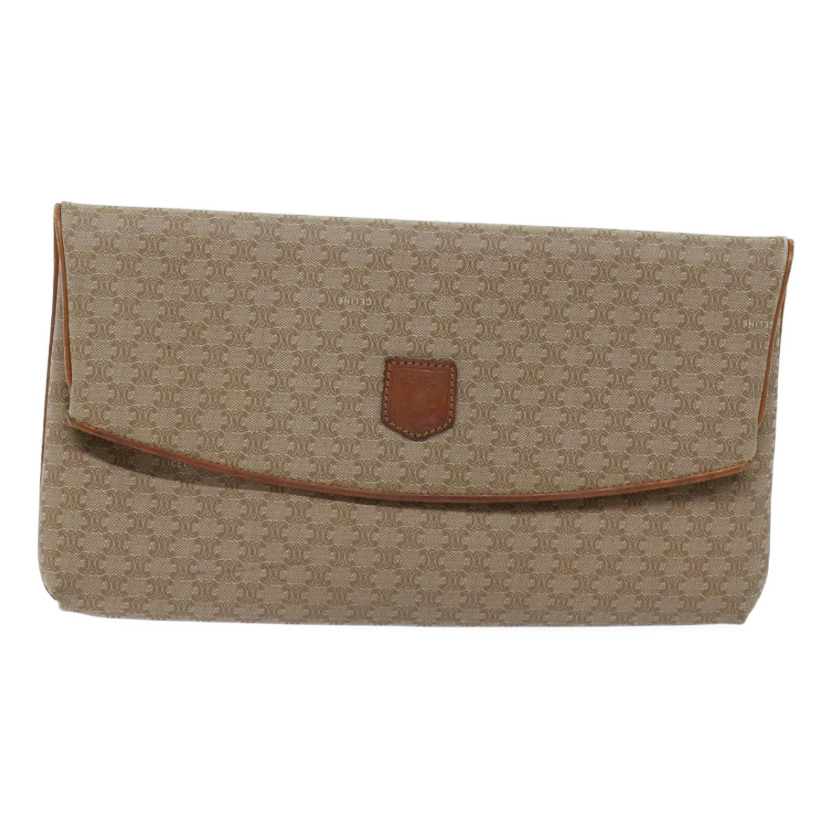 CELINE Macadam Canvas Clutch Bag Beige Auth yk11947 - 0