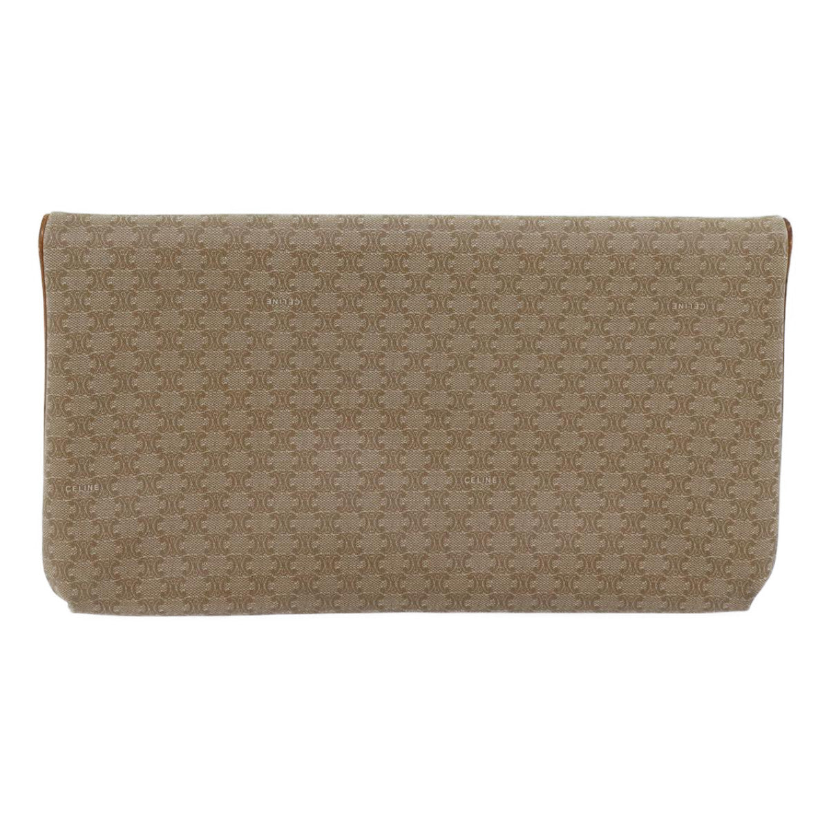 CELINE Macadam Canvas Clutch Bag Beige Auth yk11947