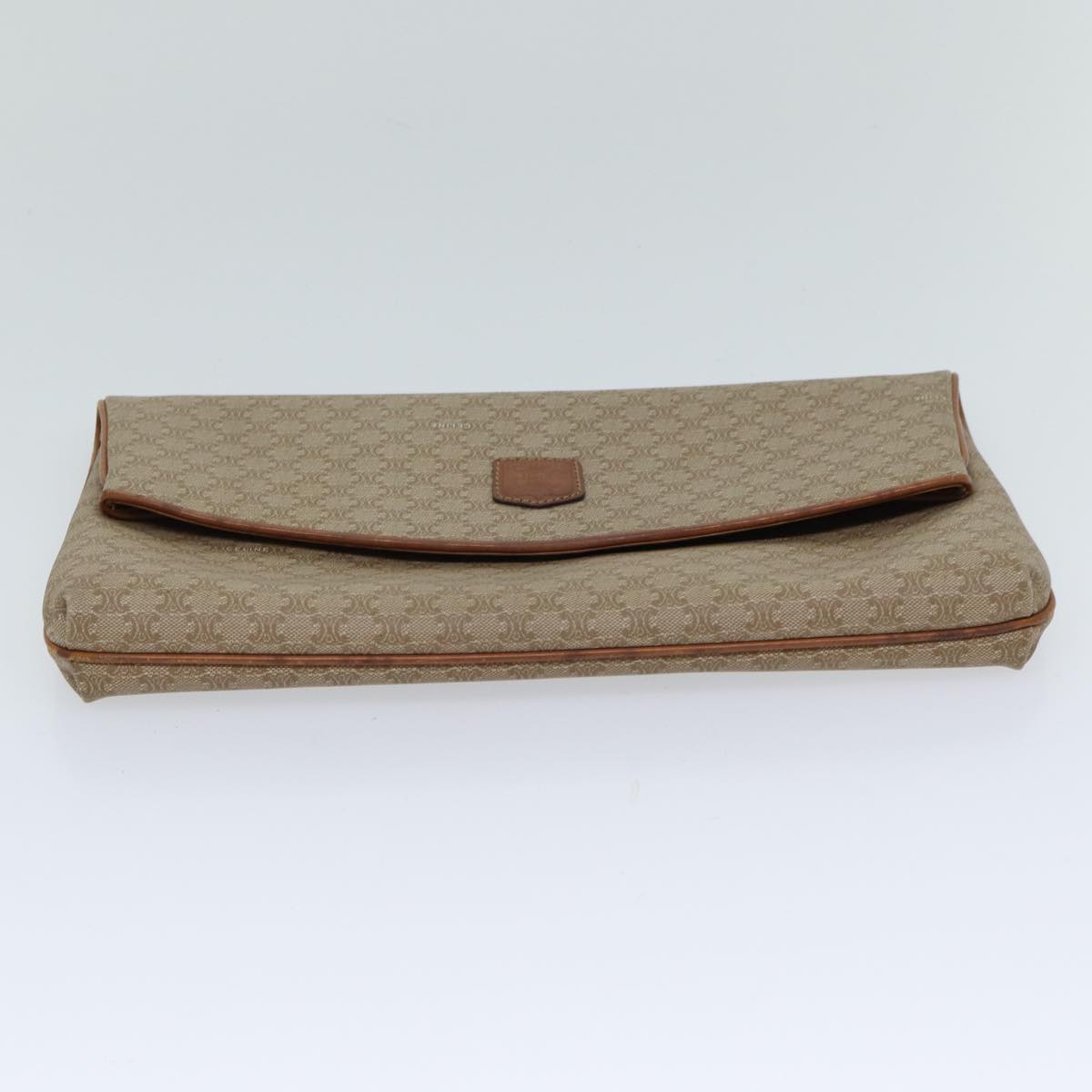 CELINE Macadam Canvas Clutch Bag Beige Auth yk11947