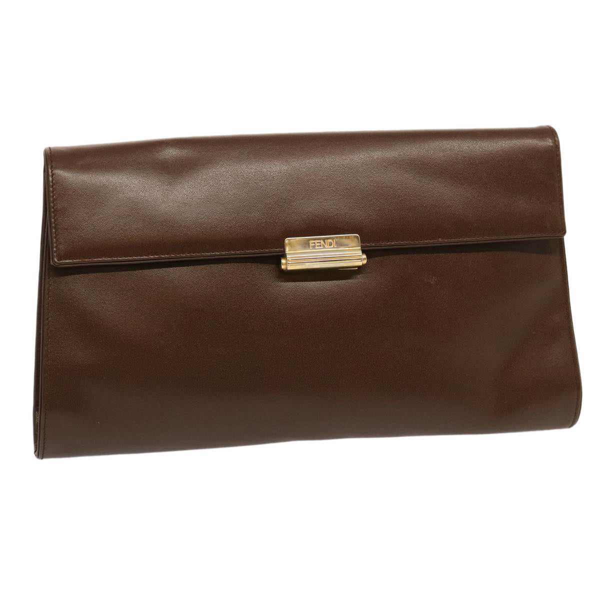 FENDI Shoulder Bag Leather Brown Auth yk11948
