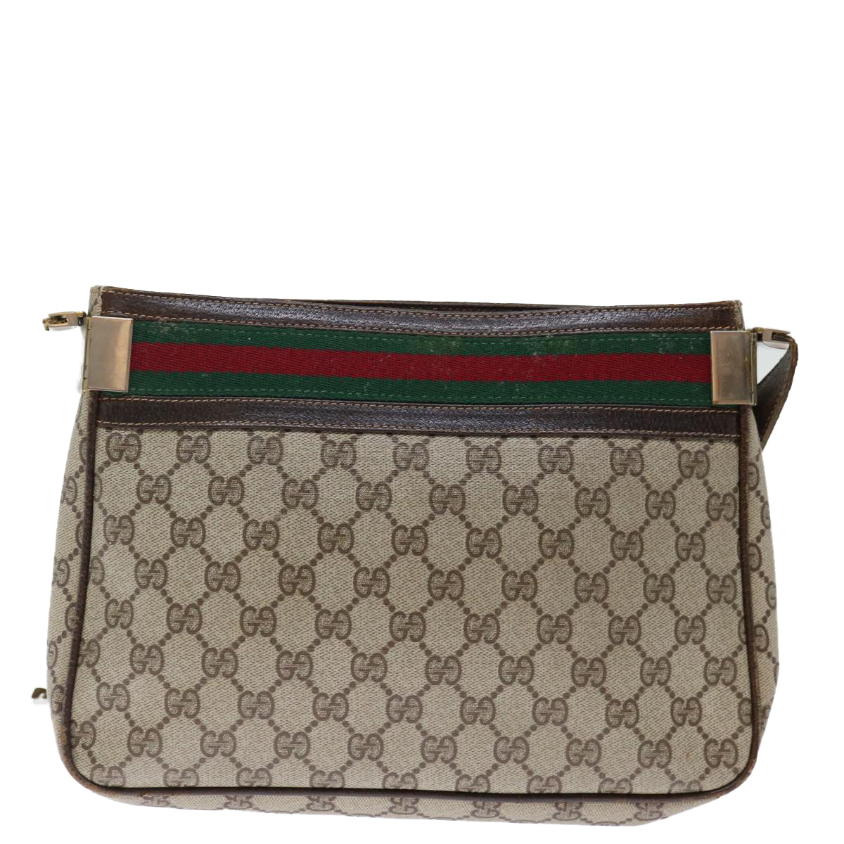 GUCCI GG Supreme Web Sherry Line Shoulder Bag PVC Beige Red Green Auth yk11953 - 0