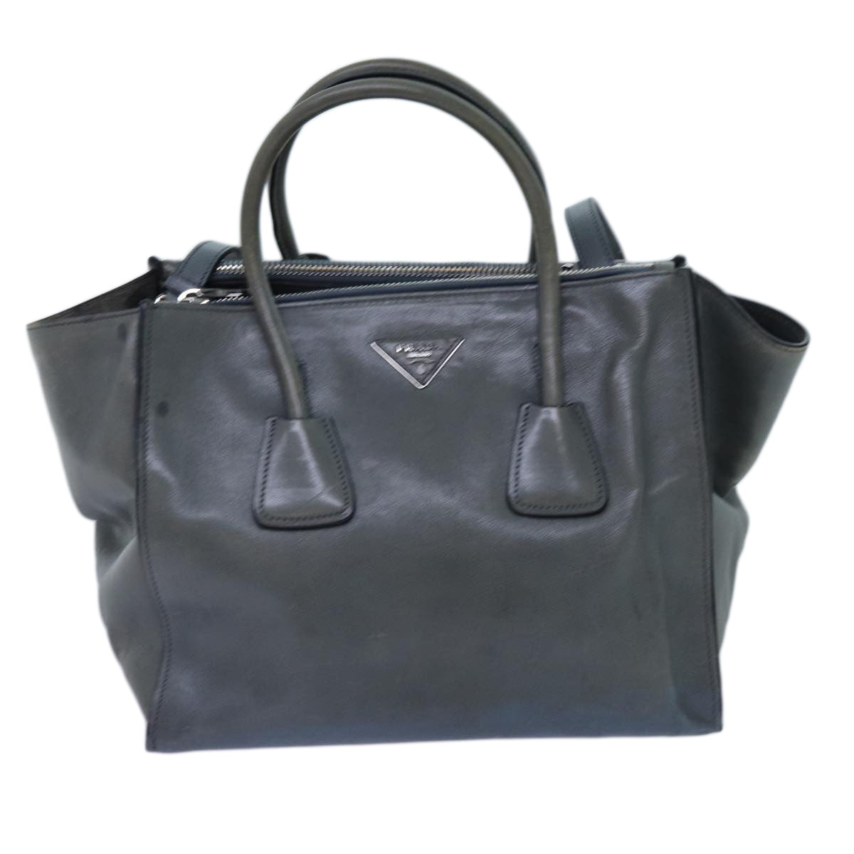 PRADA Hand Bag Leather 2way Blue Auth yk11955