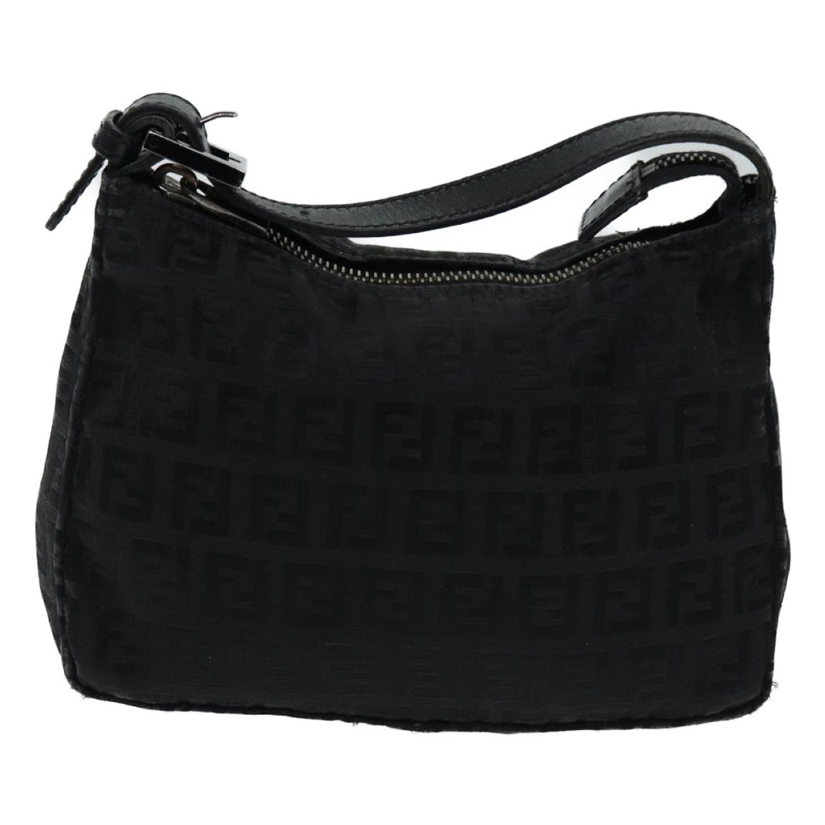 FENDI Zucchino Canvas Hand Bag Black Auth yk11960