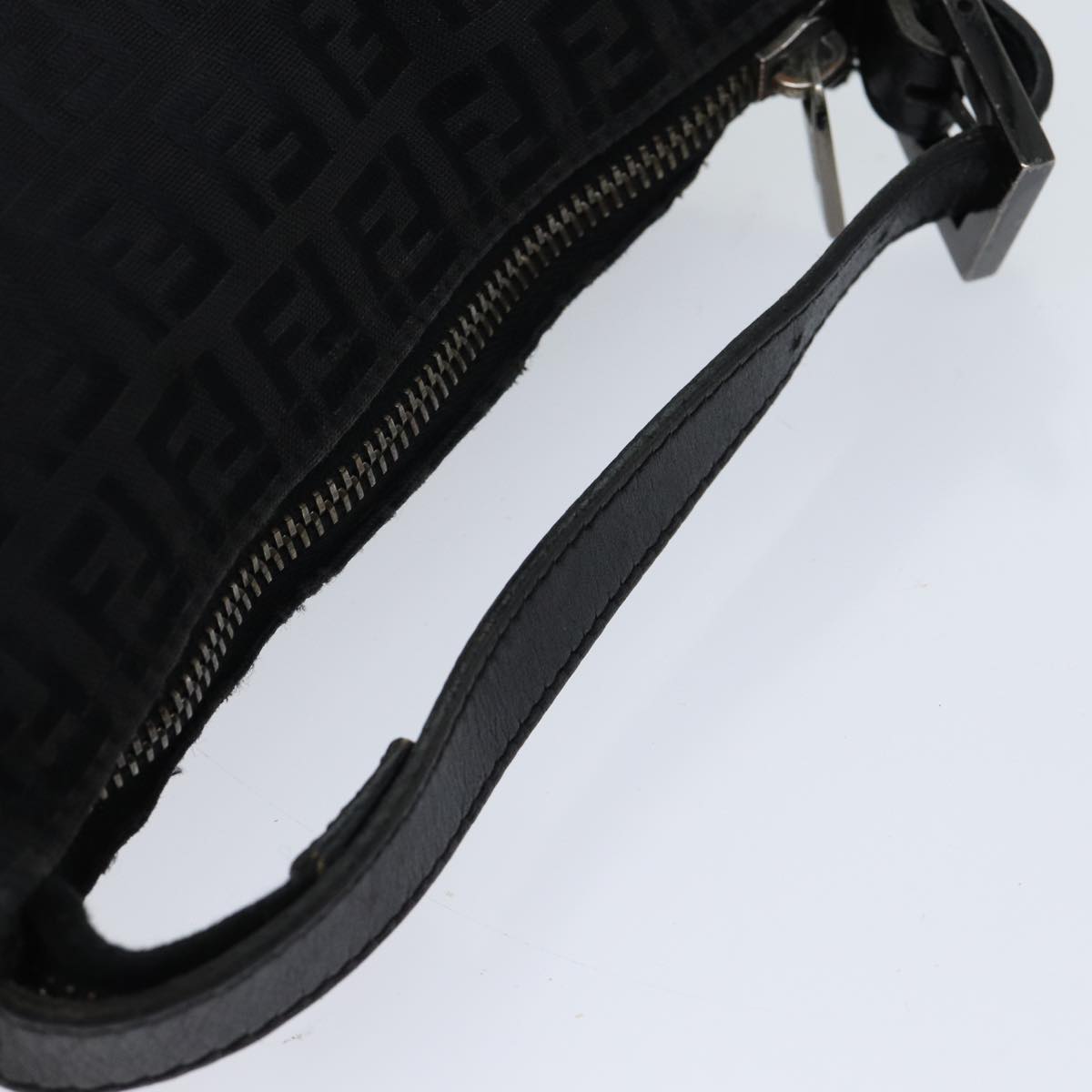 FENDI Zucchino Canvas Hand Bag Black Auth yk11960
