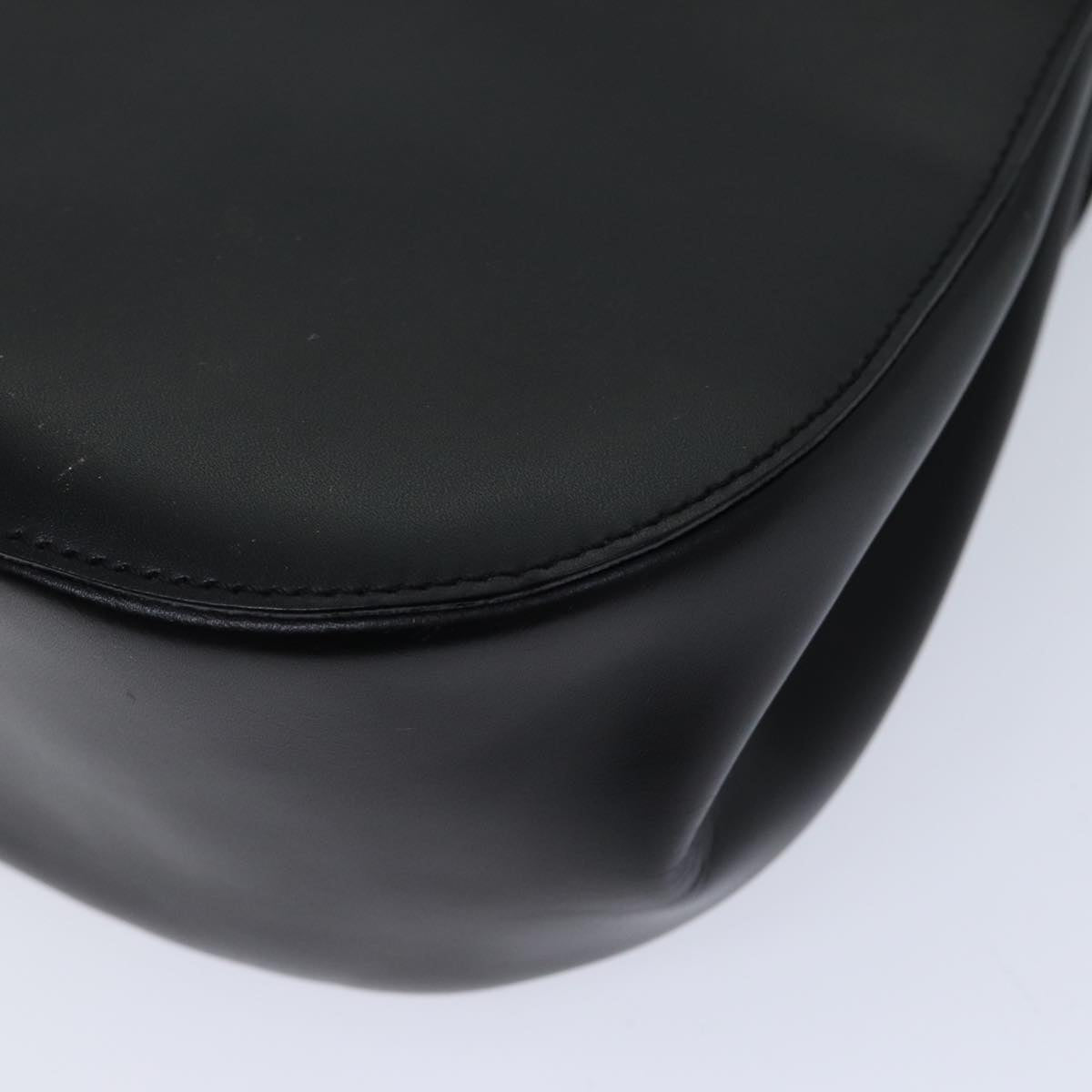 CELINE Shoulder Bag Leather Black Auth yk11965