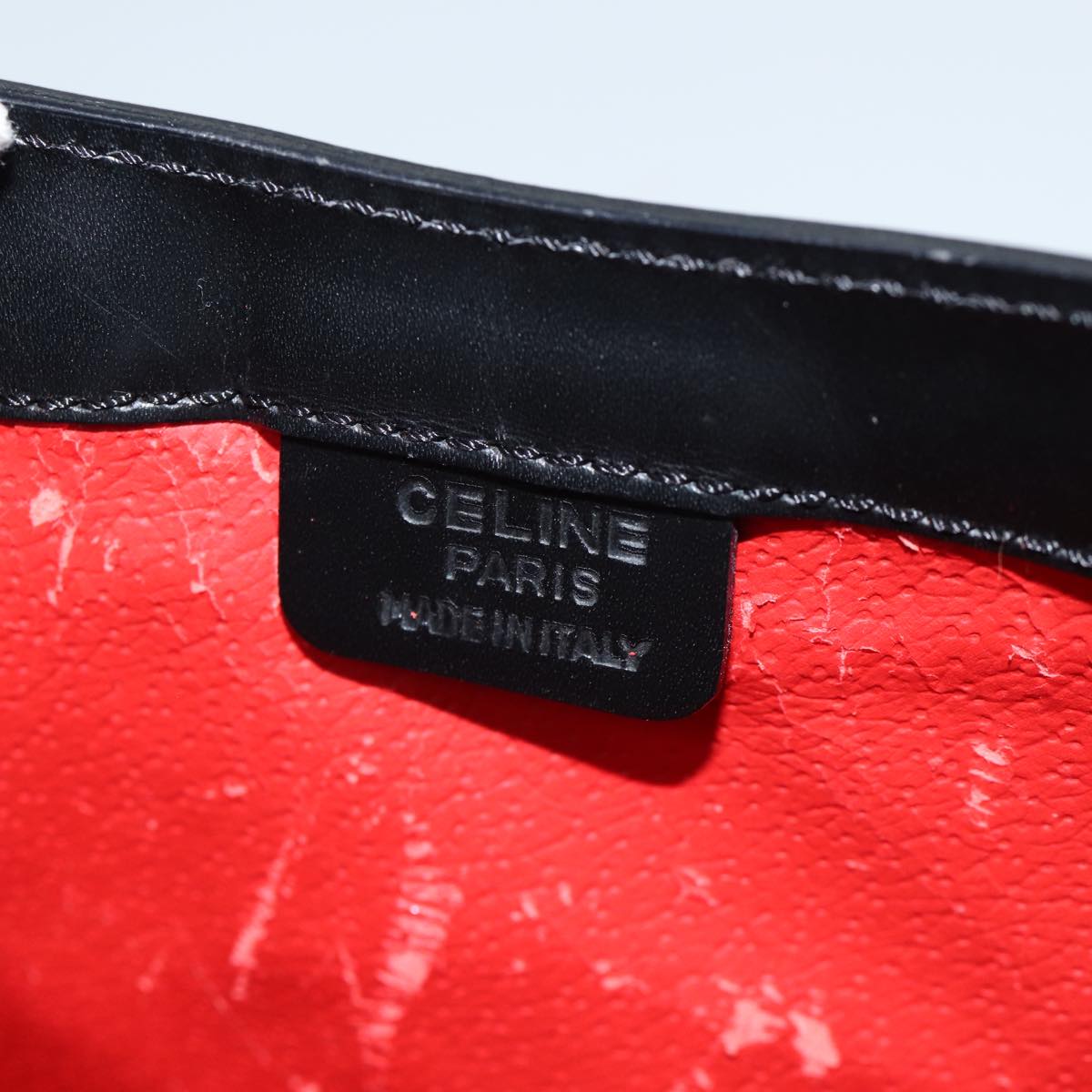 CELINE Shoulder Bag Leather Black Auth yk11965