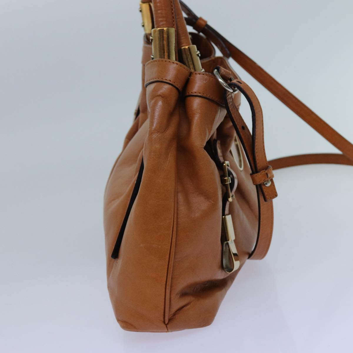 Chloe Victoria Hand Bag Leather 2way Brown Auth yk11966