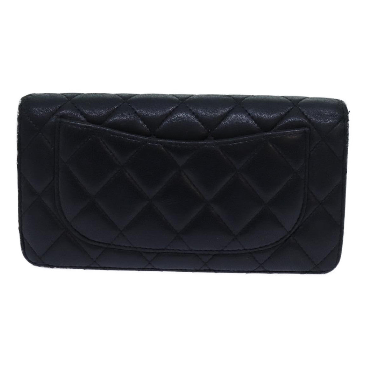 CHANEL Matelasse Long Wallet Lamb Skin Black CC Auth yk11979 - 0