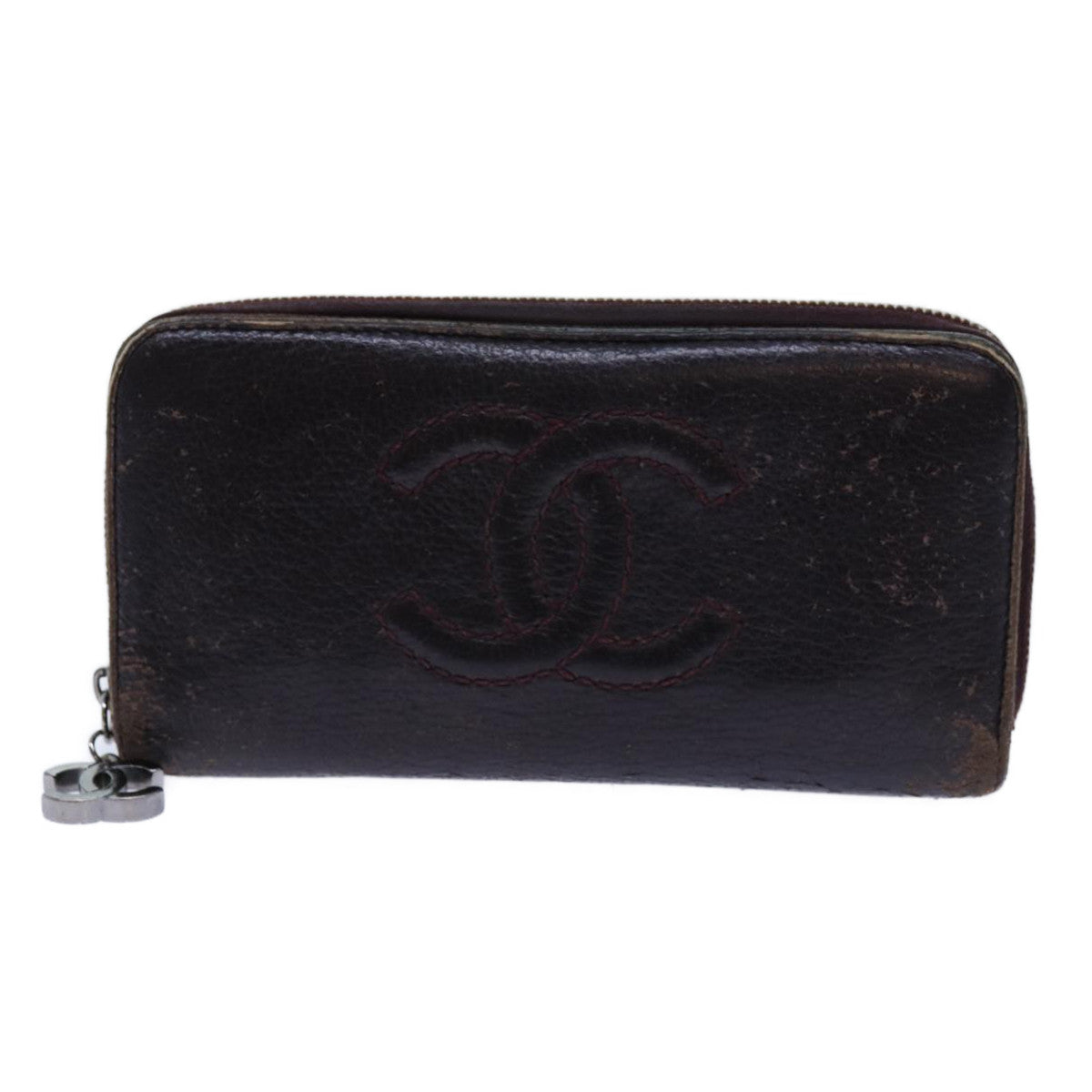 CHANEL COCO Mark Wallet Leather Purple CC Auth yk11990 - 0