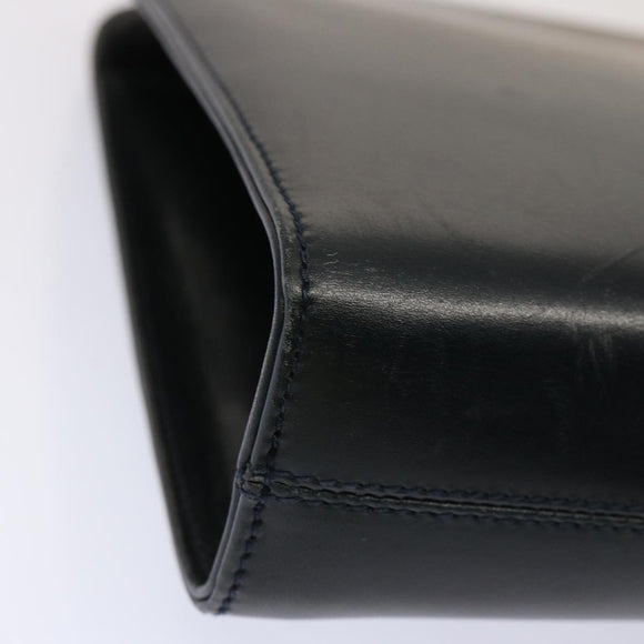 Salvatore Ferragamo Gancini Chain Shoulder Bag Leather Navy Auth yk12007