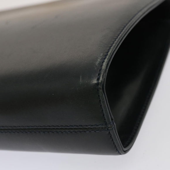 Salvatore Ferragamo Gancini Chain Shoulder Bag Leather Navy Auth yk12007