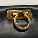 Salvatore Ferragamo Gancini Chain Shoulder Bag Leather Navy Auth yk12007-9