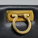 Salvatore Ferragamo Gancini Chain Shoulder Bag Leather Navy Auth yk12007-15