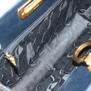 Salvatore Ferragamo Gancini Chain Shoulder Bag Leather Navy Auth yk12007-10