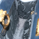Salvatore Ferragamo Gancini Chain Shoulder Bag Leather Navy Auth yk12007-19