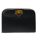 Salvatore Ferragamo Gancini Chain Shoulder Bag Leather Navy Auth yk12007-13