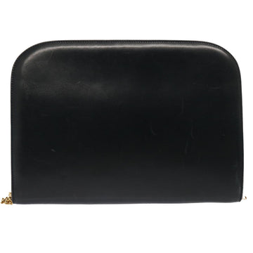 Salvatore Ferragamo Gancini Chain Shoulder Bag Leather Navy Auth yk12007 - 0