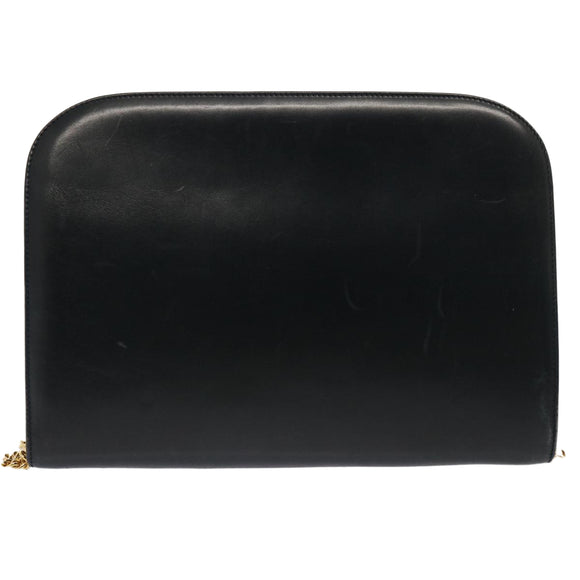 Salvatore Ferragamo Gancini Chain Shoulder Bag Leather Navy Auth yk12007