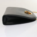 Salvatore Ferragamo Gancini Chain Shoulder Bag Leather Navy Auth yk12007-3