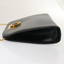 Salvatore Ferragamo Gancini Chain Shoulder Bag Leather Navy Auth yk12007-4