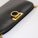 Salvatore Ferragamo Gancini Chain Shoulder Bag Leather Navy Auth yk12007-6