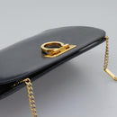 Salvatore Ferragamo Gancini Chain Shoulder Bag Leather Navy Auth yk12007-6