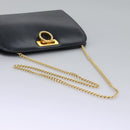 Salvatore Ferragamo Gancini Chain Shoulder Bag Leather Navy Auth yk12007-7