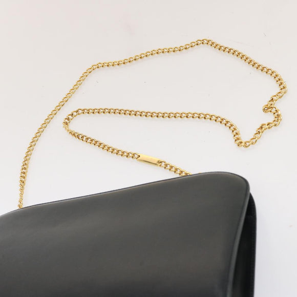 Salvatore Ferragamo Gancini Chain Shoulder Bag Leather Navy Auth yk12007