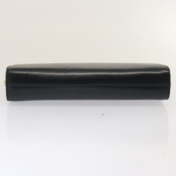 Salvatore Ferragamo Gancini Chain Shoulder Bag Leather Navy Auth yk12007