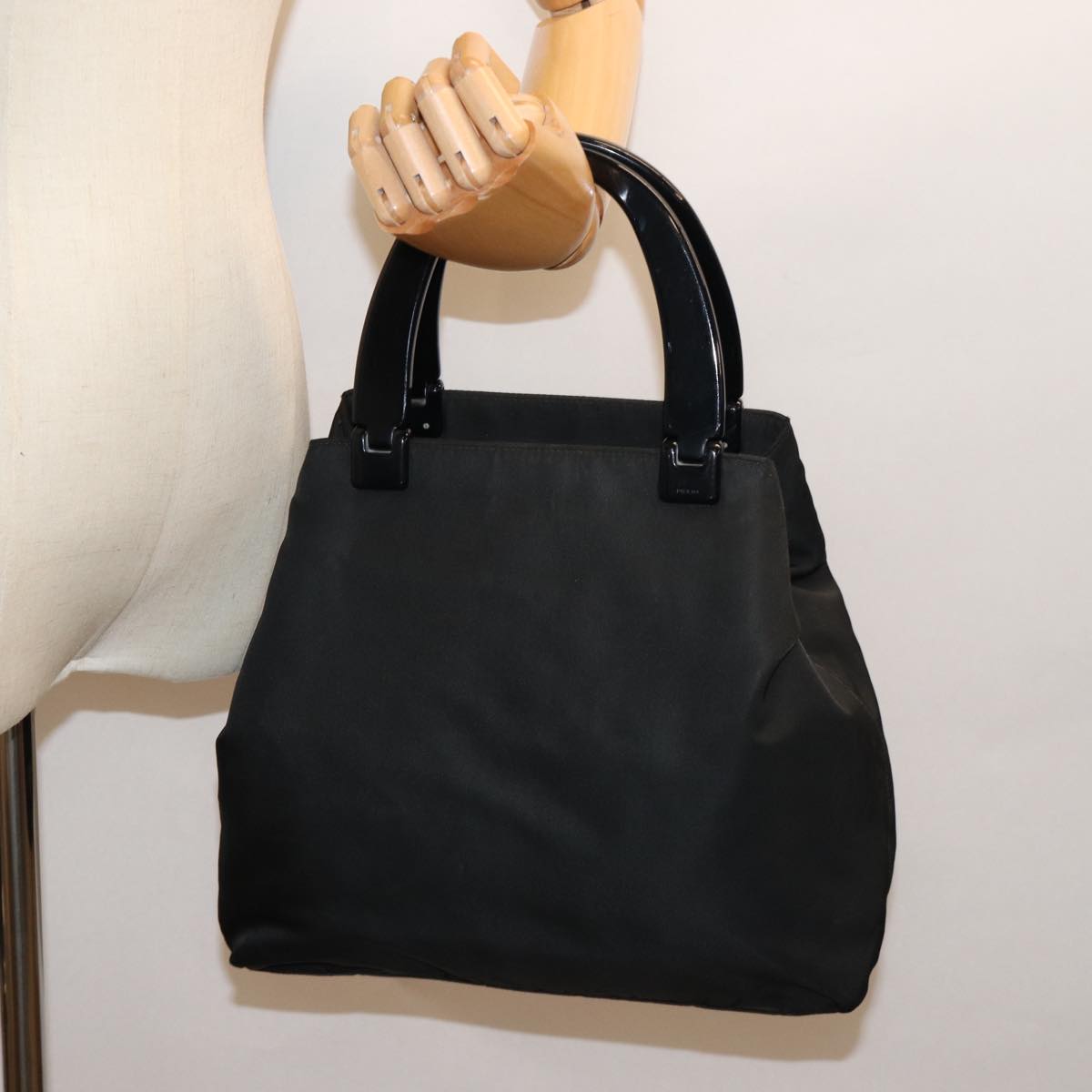 PRADA Hand Bag Nylon Black Auth yk12036