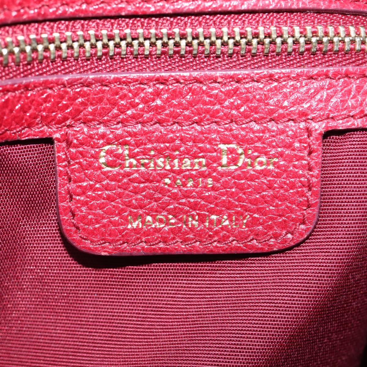 Christian Dior Lady Dior Canage Shoulder Bag Leather Red Auth yk12042